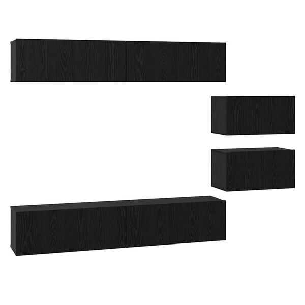 vidaXL Ensemble meuble TV 6 pcs Ch&ecirc;ne noir Bois d'ing&eacute;nierie