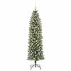 vidaXL Arbre de No&euml;l artificiel slim avec 300 LED Vert et blanc 180 cm