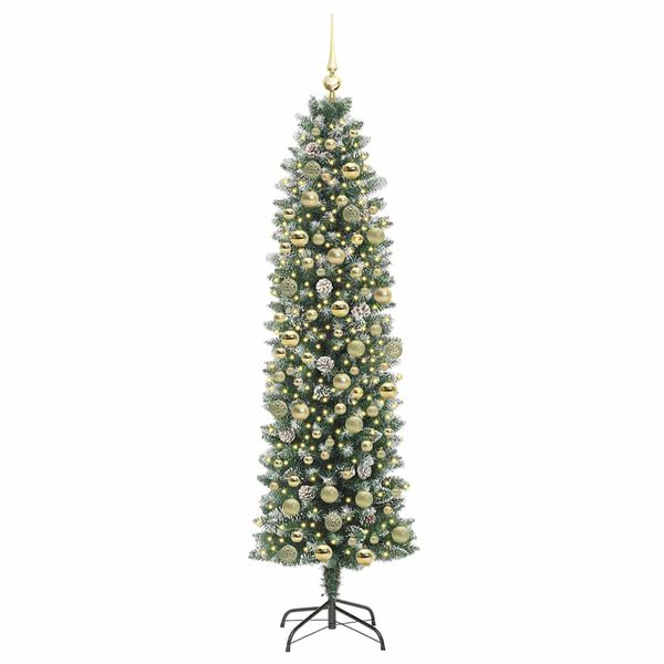 vidaXL Arbre de No&euml;l artificiel slim avec 300 LED Vert et blanc 180 cm