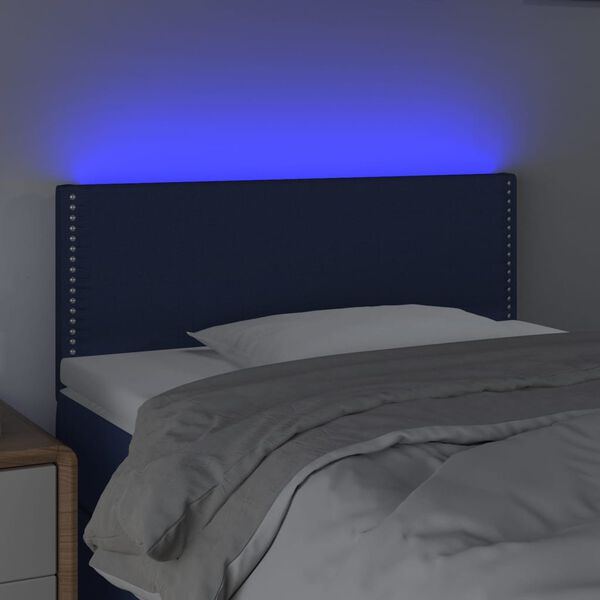 vidaXL T&ecirc;te de lit &agrave; LED Bleu 90x5x78/88 cm Tissu