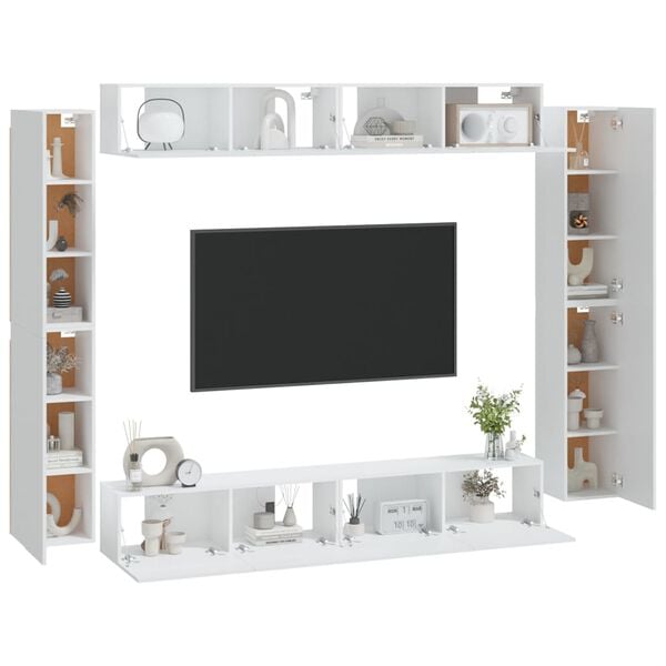vidaXL Ensemble de meubles TV 8 pcs Blanc Bois d'ing&eacute;nierie