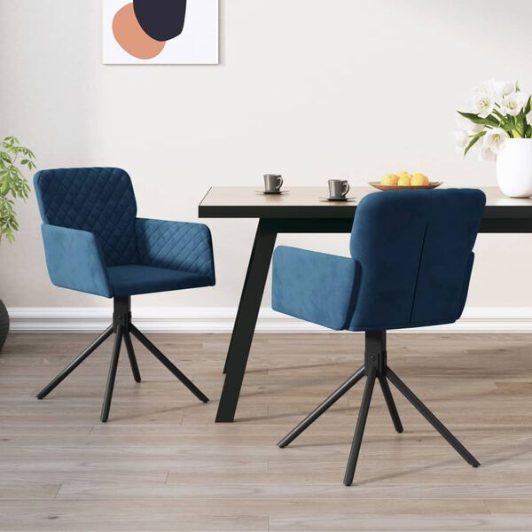 vidaXL Chaises pivotantes à manger lot de 2 Bleu Velours