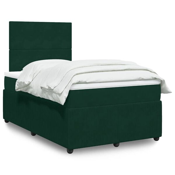 vidaXL Sommier &agrave; lattes de lit avec matelas vert fonc&eacute; 120x190 cm