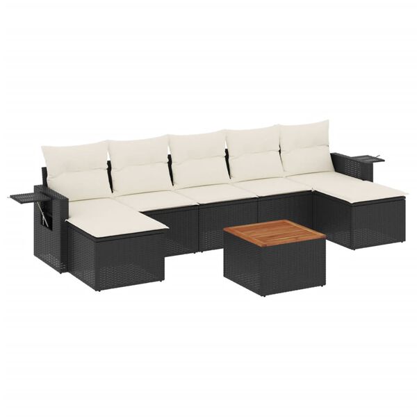 vidaXL Salon de jardin 8 pcs avec coussins noir r&eacute;sine tress&eacute;e