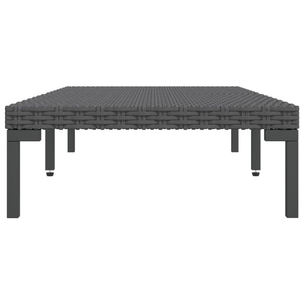 vidaXL Table basse de jardin Gris foncé Résine tressée demi-ronde