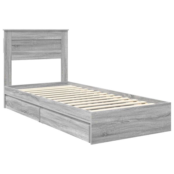 vidaXL Lit de Rangement Gris Sonoma 90 x 190 cm Bois d'ing&eacute;nierie