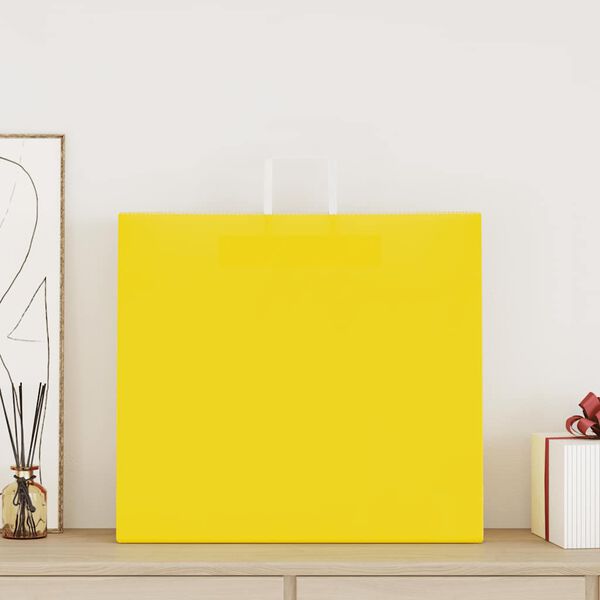 vidaXL Sacs en papier 50 pcs avec poign&eacute;es jaune 54x15x49 cm