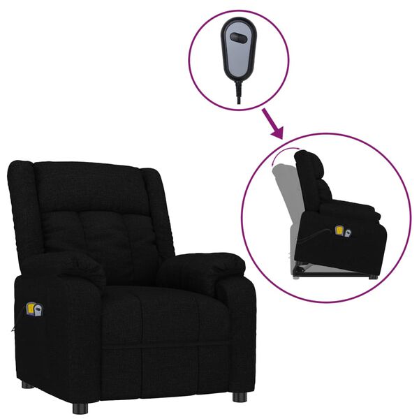 vidaXL Fauteuil de massage Noir Tissu