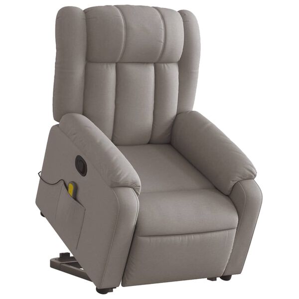 vidaXL Fauteuil inclinable de massage Taupe Tissu