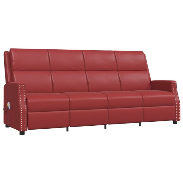 vidaXL Fauteuil de massage inclinable 4 places rouge bordeaux