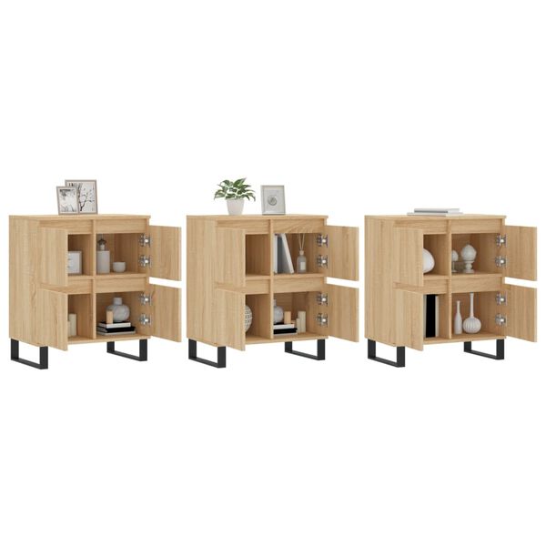 vidaXL Buffets 3 pcs Ch&ecirc;ne sonoma Bois d'ing&eacute;nierie