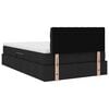 vidaXL Lit avec rangement et LED avec matelas Noir 120 x 190 cm tissu