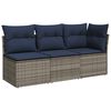 vidaXL Canap&eacute; de jardin avec coussins 3 places gris r&eacute;sine tress&eacute;e