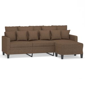 vidaXL Canap&eacute; &agrave; 3 places avec repose-pieds Marron 180 cm Tissu
