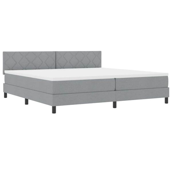 vidaXL Lit &agrave; ressorts avec matelas Gris clair 200 x 200 cm tissu