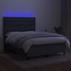 vidaXL Sommier &agrave; lattes de lit et matelas et LED Gris fonc&eacute; 140x190 cm