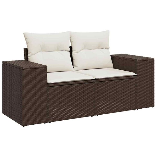 vidaXL Salon de jardin avec coussins 9 pcs marron r&eacute;sine tress&eacute;e