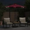 vidaXL Parasol de jardin avec LED m&acirc;t en acier bordeaux 225x225x212 cm
