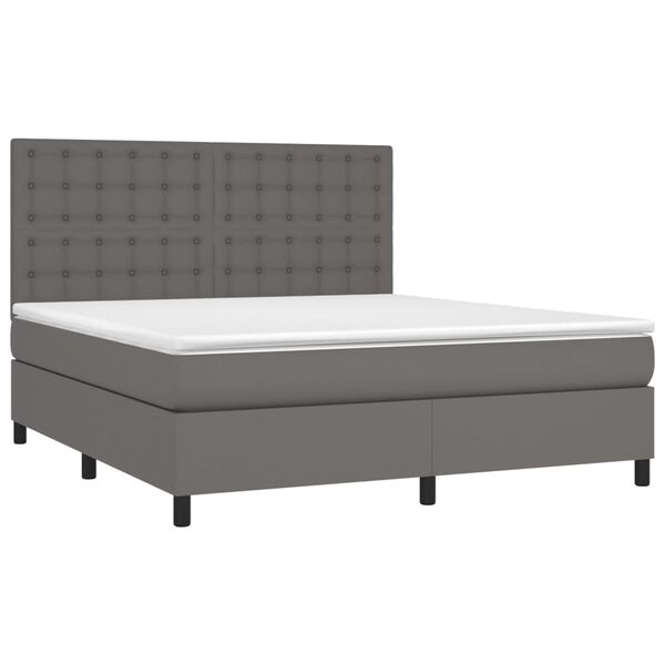 vidaXL Sommier &agrave; lattes de lit avec matelas Gris 180x200 cm Similicuir