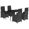 vidaXL Ensemble &agrave; manger de jardin coussins 5pcs Noir R&eacute;sine tress&eacute;e