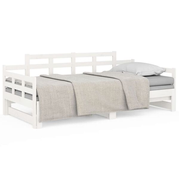 vidaXL Lit coulissant sans matelas blanc 2x(90x190) cm