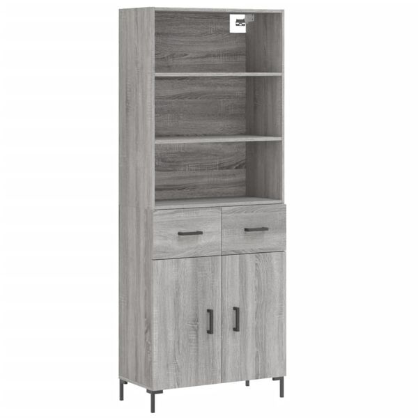 vidaXL Buffet haut Sonoma gris 69,5x34x180 cm Bois d'ing&eacute;nierie