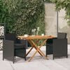 vidaXL Ensemble &agrave; manger de jardin avec coussins 3 pcs noir