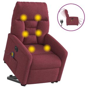vidaXL Fauteuil inclinable de massage &eacute;lectrique Rouge bordeaux Tissu
