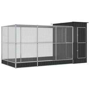 vidaXL Voli&egrave;re avec extension Argent 416x203x216 cm Acier