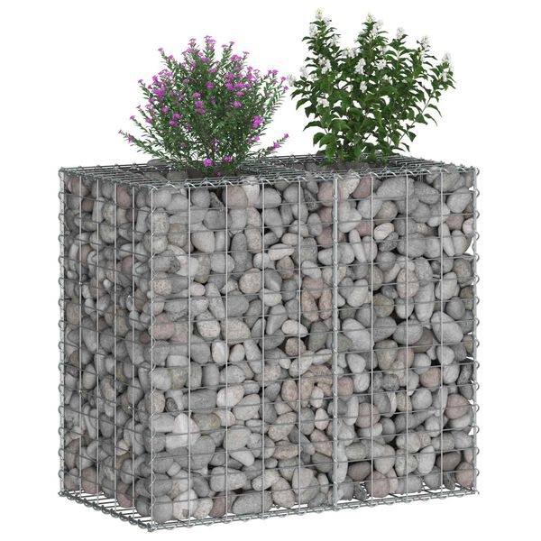 vidaXL Lit sur&eacute;lev&eacute; gabion Argent&eacute; 90 x 50 x 80 cm Acier galvanis&eacute;