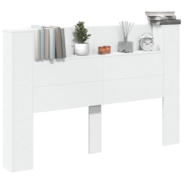 vidaXL Cabinet de T&ecirc;te de Lit avec LED Blanc 160 x 16,5 x 103,5 cm
