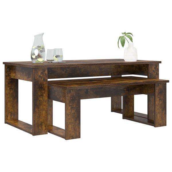 vidaXL Ensemble de tables basses 2 pcs Ch&ecirc;ne fum&eacute; Bois d'ing&eacute;nierie