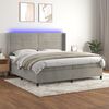 vidaXL Sommier &agrave; lattes de lit matelas et LED Gris clair 200x200 cm