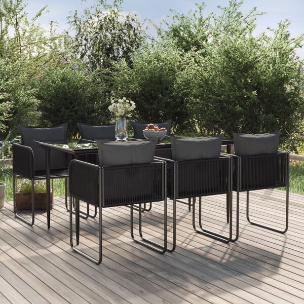 vidaXL Ensemble à manger de jardin 7 pcs Noir