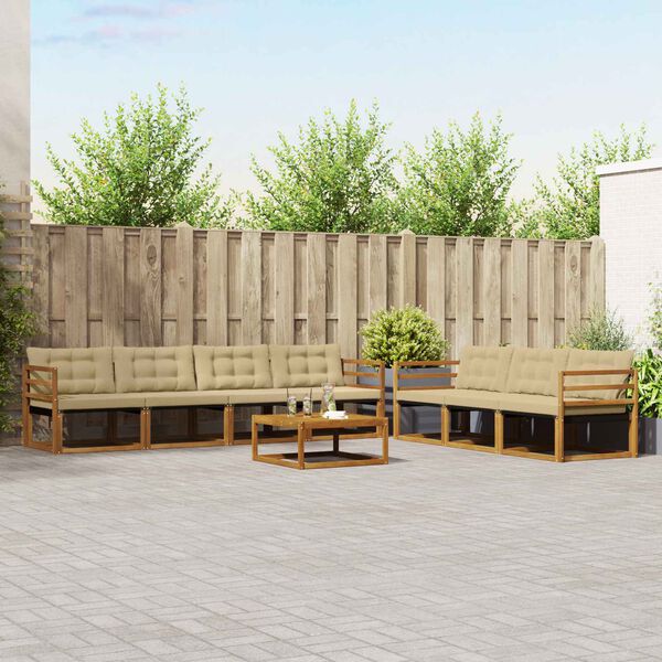 vidaXL Ensemble de canap&eacute;s d'ext&eacute;rieur 8 pcs Naturel et Beige