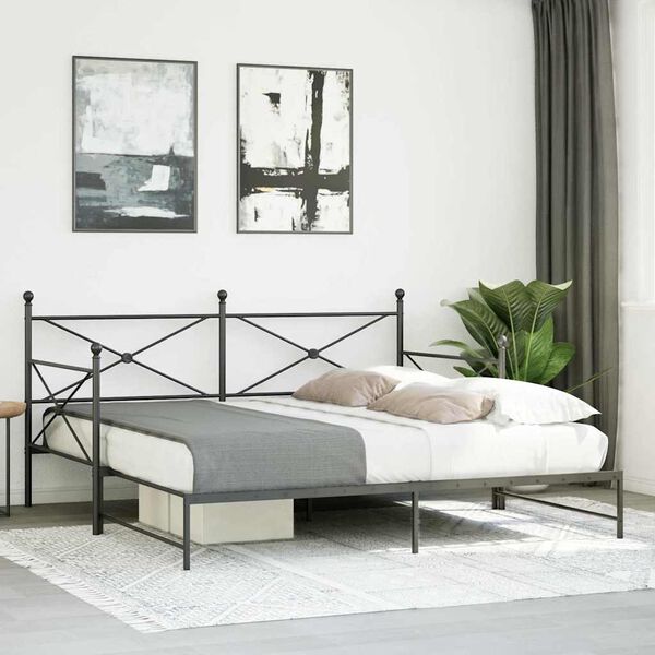 vidaXL Lit de jour et lit gigogne sans matelas noir 100x190 cm acier