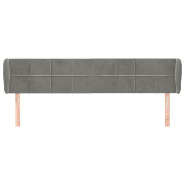 vidaXL T&ecirc;te de lit avec oreilles Gris clair 183x23x78/88 cm Velours