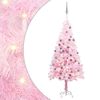 vidaXL Arbre de No&euml;l artificiel pr&eacute;-&eacute;clair&eacute; et boules rose 150 cm PVC