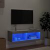 vidaXL Meuble TV avec lumi&egrave;res LED gris b&eacute;ton 100x30x30 cm