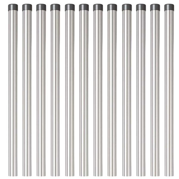 vidaXL Poteaux de clôture 12 pcs Argent 80 cm Acier peint par poudre