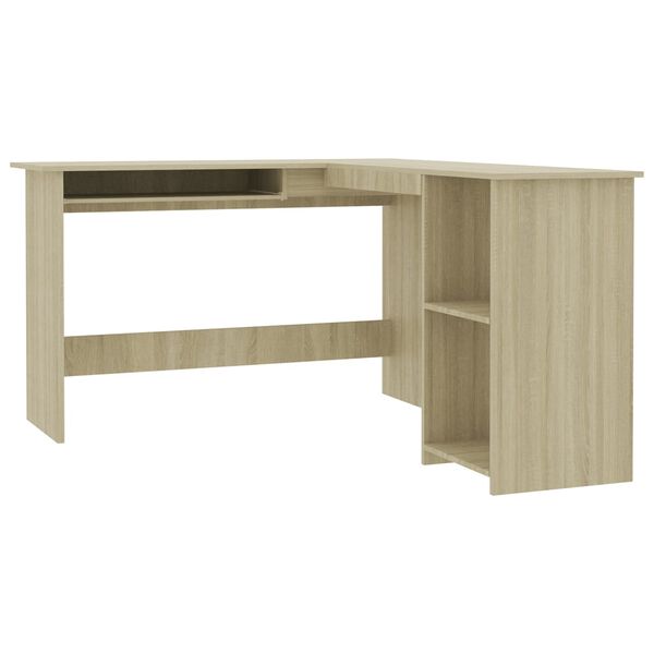 vidaXL Bureau d'angle en forme de L Ch&ecirc;ne sonoma Bois d'ing&eacute;nierie