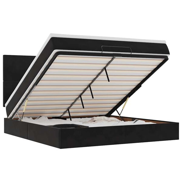 VidaXL Cadre de lit ottoman avec matelas noir 180x200cm velours