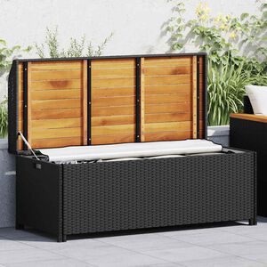 vidaXL Banc de rangement de jardin 120 cm R&eacute;sine tress&eacute;e Gris