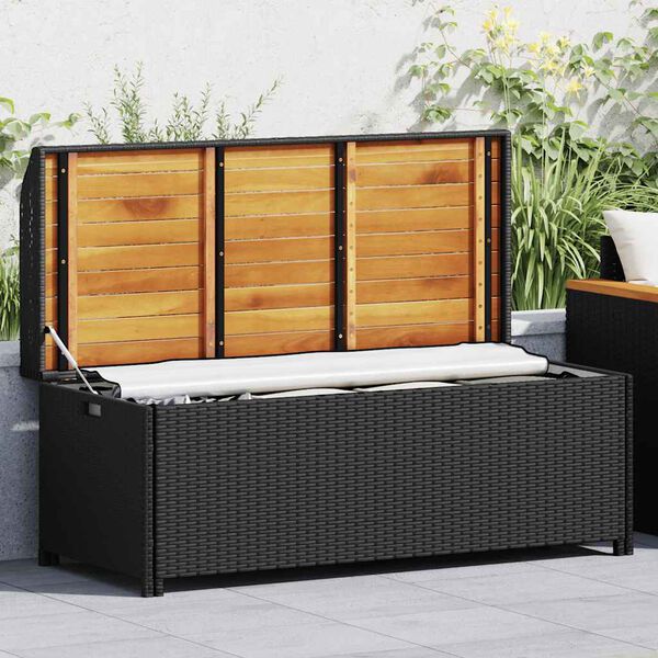 vidaXL Banc de rangement de jardin 120 cm R&eacute;sine tress&eacute;e Gris