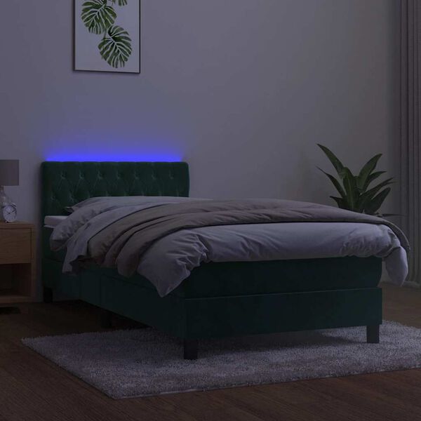 vidaXL Sommier &agrave; lattes de lit avec matelas LED Vert fonc&eacute; 100x200 cm