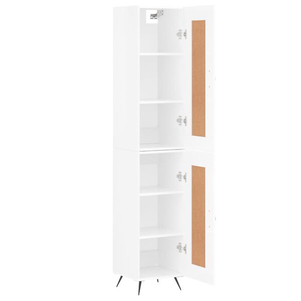 vidaXL Buffet haut Blanc brillant 34,5x34x180 cm Bois d'ing&eacute;nierie