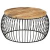 vidaXL Table basse &Oslash;68 cm Bois de manguier brut