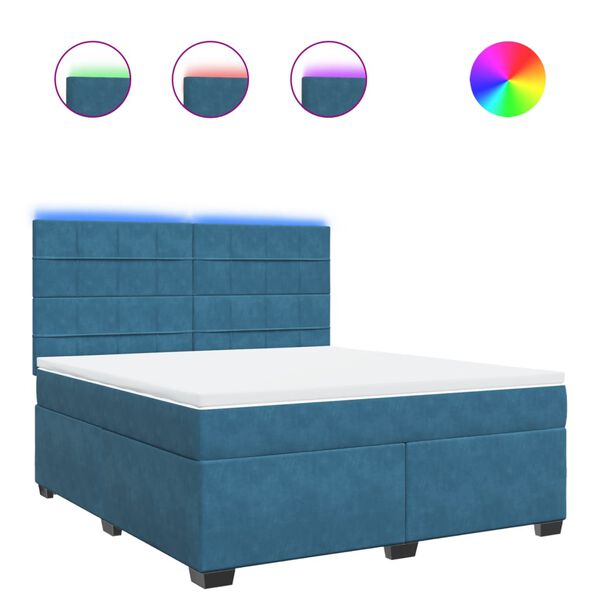 vidaXL Sommier &agrave; lattes de lit et matelas bleu 180x200 cm velours