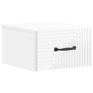 vidaXL Cabinet de chevet mural Blanc brillant 34,5 x 33 x 20 cm