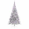vidaXL Sapin de No&euml;l artificiel pr&eacute;-&eacute;clair&eacute; Argent 210 cm PET